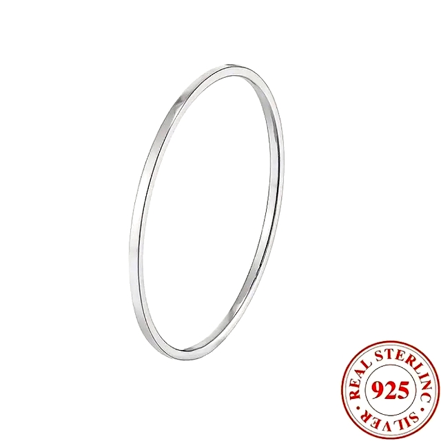 S925 Solid Sterling Silver Stamped Silver Band